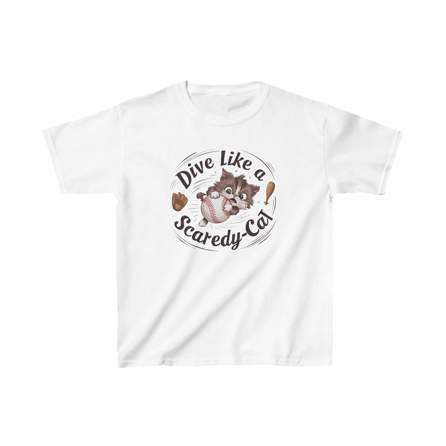 Dive Like Scaredy Cat Heavy Cotton Kids T-Shirt