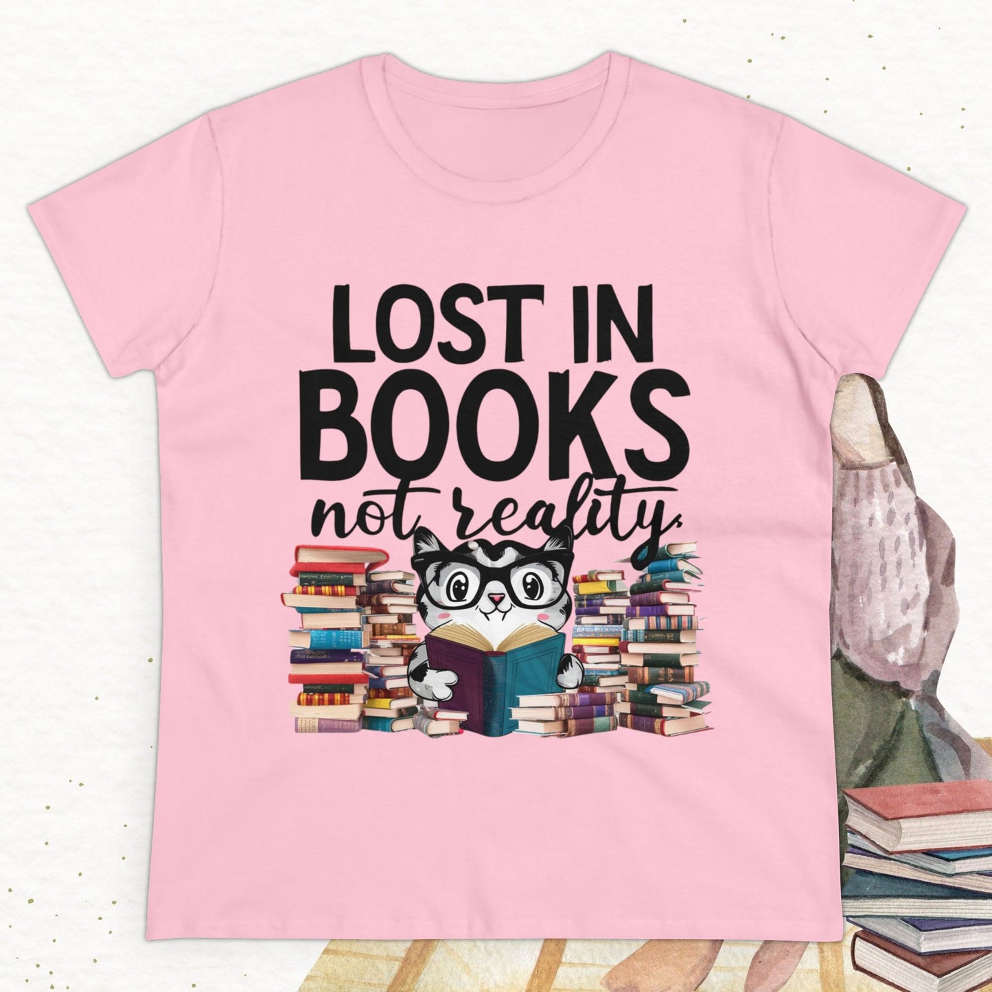 Lost In Book Not Reality Women Cotton Tshirt