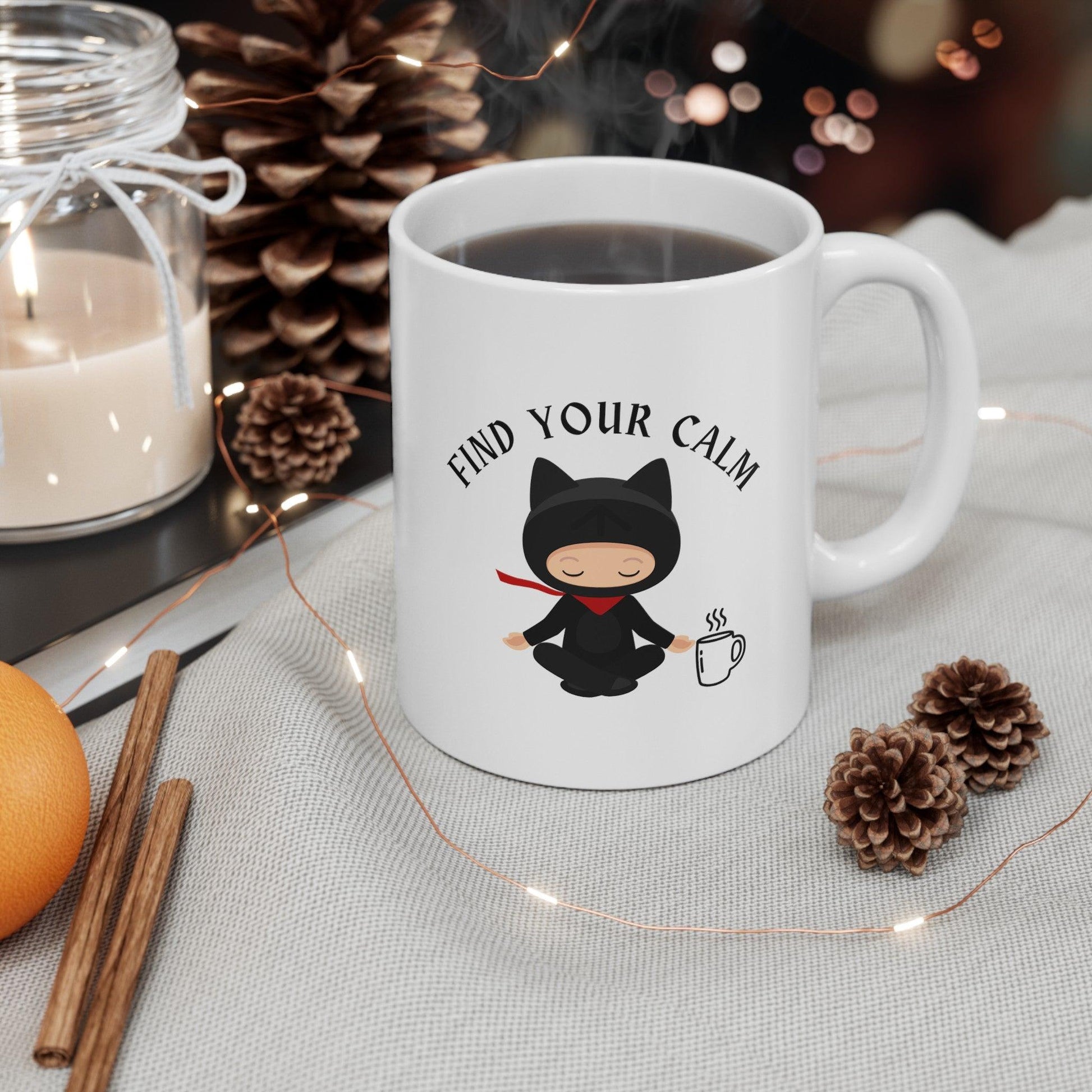 Billien Purrfect Sleep Printify 11oz Coffee Mugs Holiday Picks Home & Living Kitchen Mugs Sublimation Valentine's Day Valentine's Day Picks White base