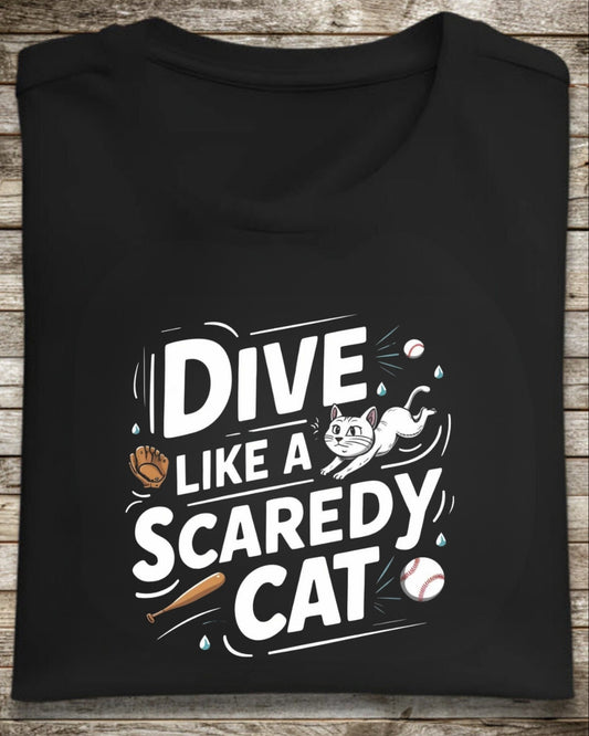 Dive Like Scaready Cat  Baseball Crew Neck Tee