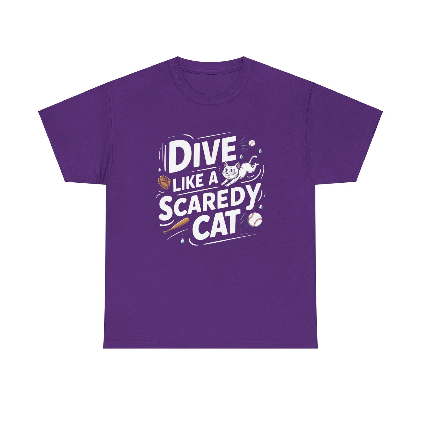 Dive Like Scaready Cat  Baseball Crew Neck Tee