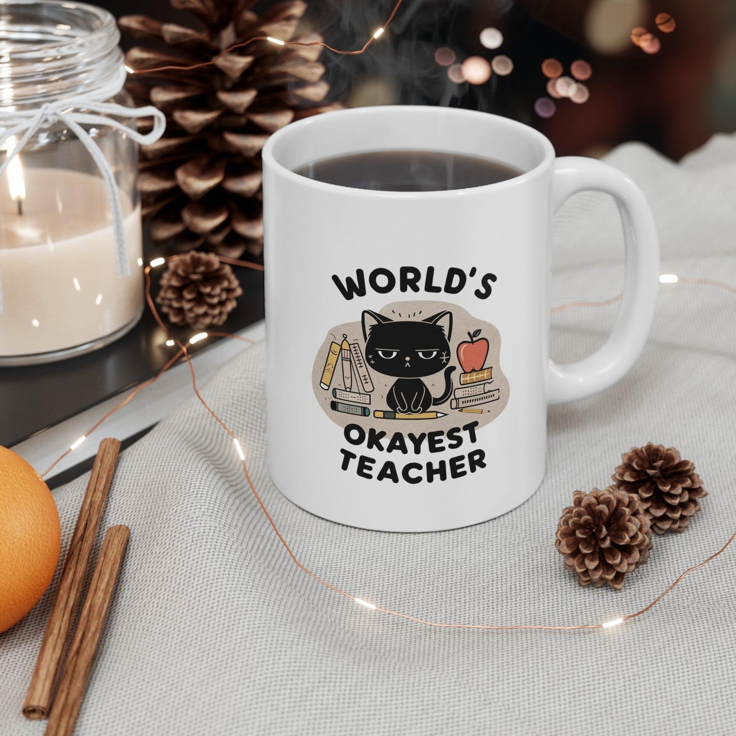 Billien Pawsome Teacher Printify 11oz Coffee Mugs Holiday Picks Home & Living Kitchen Mugs Sublimation Valentine's Day Valentine's Day Picks White base