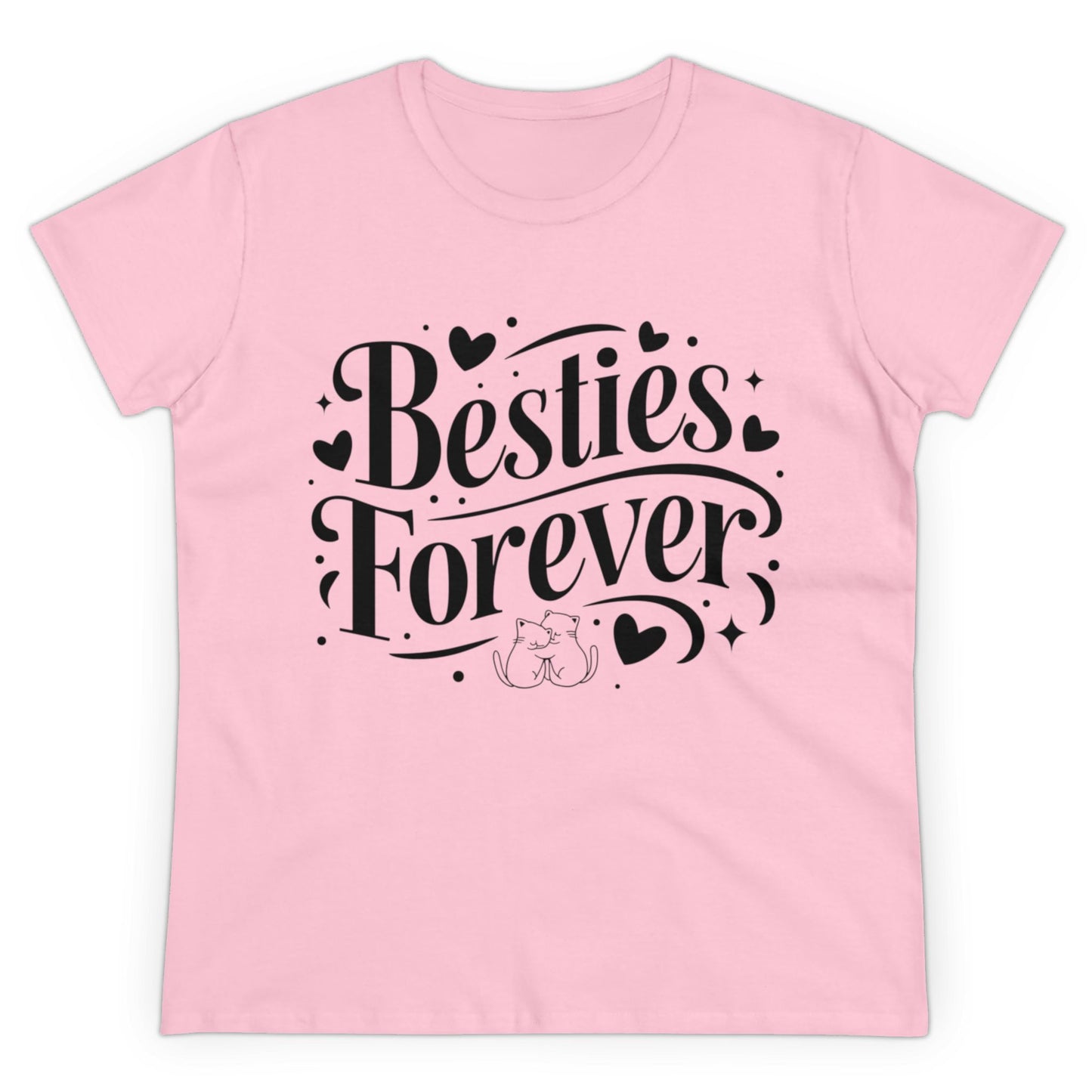 Womens Tees Besties Forever Cat Best Friend Shirt Tops Short Sleeve Regular Fit Cotton Funny Cat Graphic Tshirts