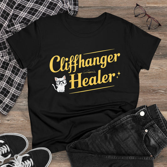 Women Tees Chiffanger Healer Book Lovers Shirts Tops Short Sleeve Regular Fit Cottagecore Funny Cat T-Shirt