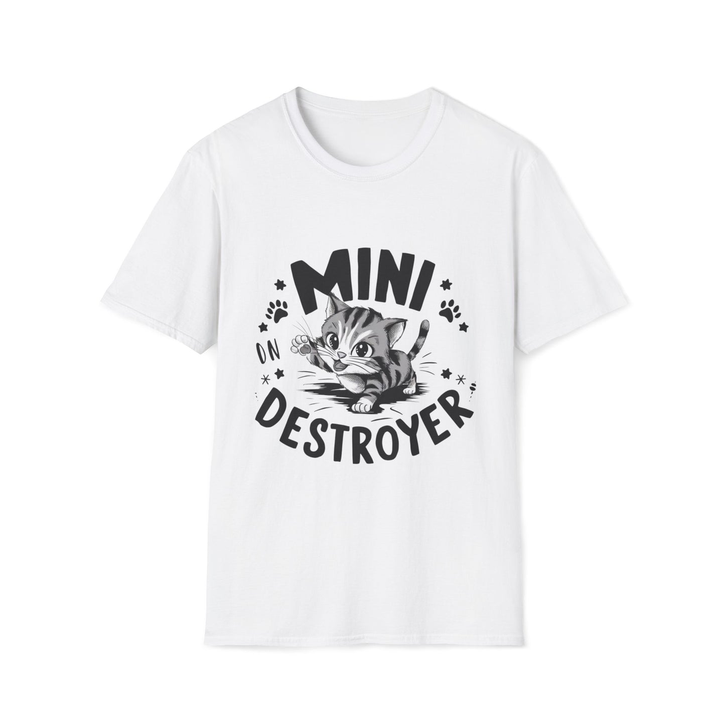 Men's Tees Mini Destroyer kitten Short Sleeves Casual Regular Fit Cotton Funny Cat T-Shirt