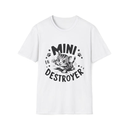 Men's Tees Mini Destroyer kitten Short Sleeves Casual Regular Fit Cotton Funny Cat T-Shirt