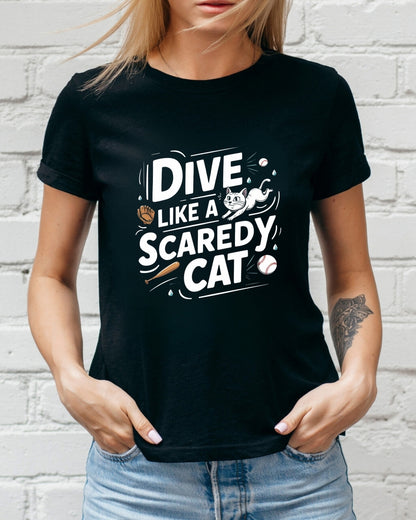 Dive Like Scaready Cat  Baseball Crew Neck Tee