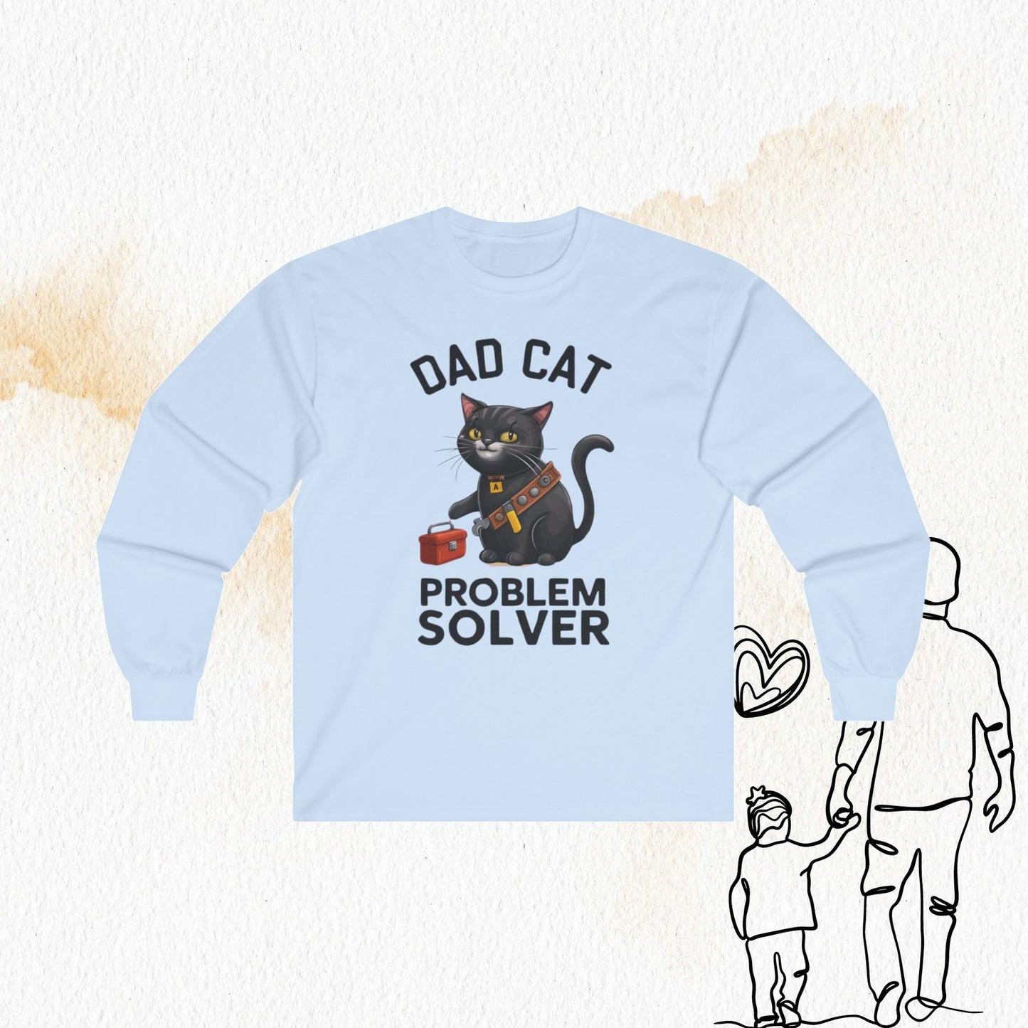 Dad Cat Problem Solver Cotton Long Sleeve Tshirt