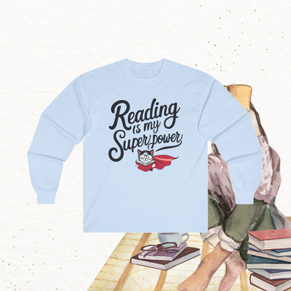 Reading Is My Superpower Cotton Long Sleeve Tshirt