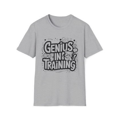 Men's Tee Genius In Training kitten Short Sleeves Casual Regular Fit Cotton Funny Cat T-Shirt