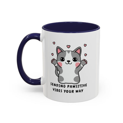 Billien Pawsitive Vibes Printify 11 oz 11oz accent mug Coffee Mugs Holiday Picks Home & Living Kitchen Mugs Spring Essentials two tone White base