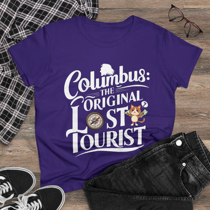 Columbus The Original Lost Tourist Women Cotton Tshirt