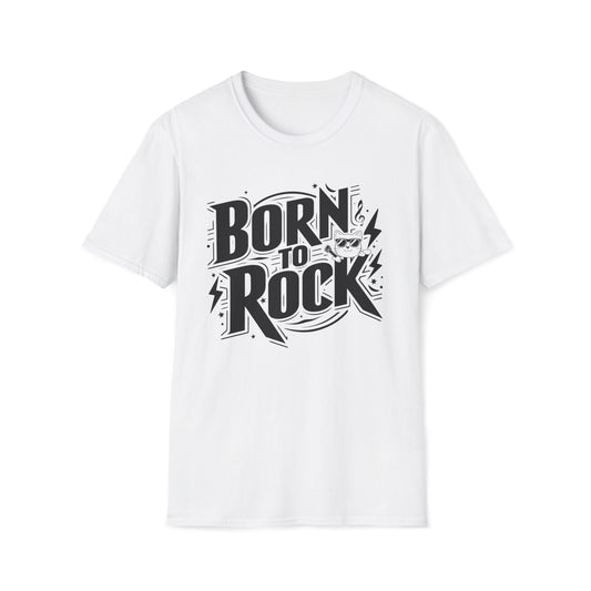 Men Tees Born To Rock Cat Rock Music Short Sleeves Casual Regular Fit Cottagecore Funny Cat T-Shirt