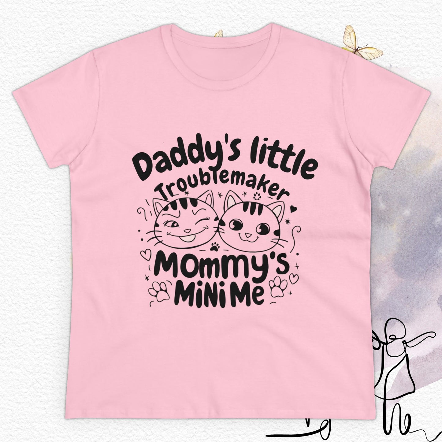 Daddy Little Troublemaker Mommy's Mini Me Women Cotton Tshirt