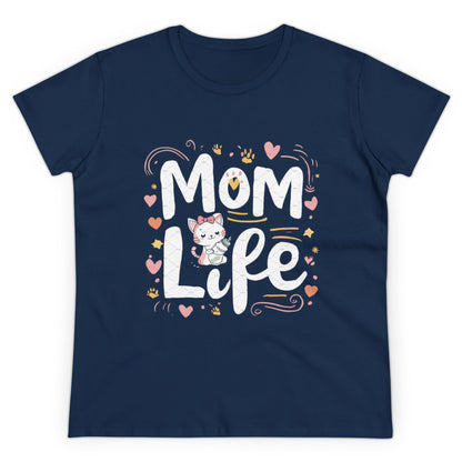 Womens Tshirts Mom Life Cat Mom Shirts Tops Short Sleeve Regular Fit Cotton Funny Cat Graphic Tees