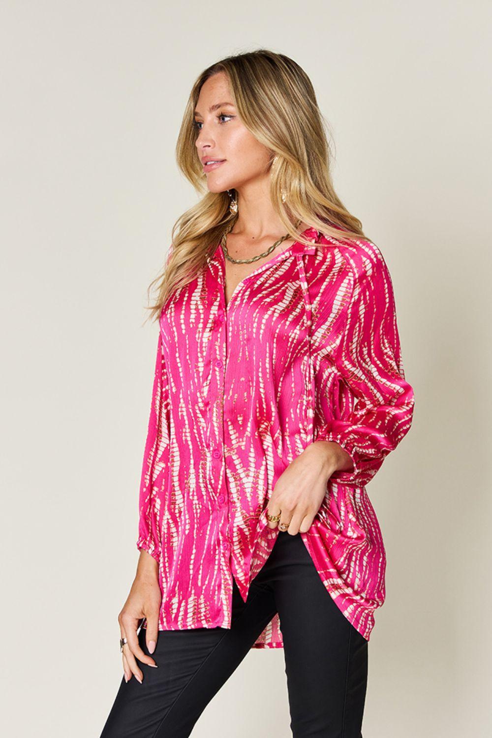 Printed Button Up Long Sleeve Shirt