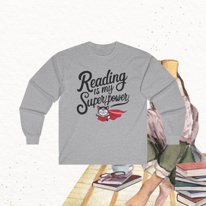 Reading Is My Superpower Cotton Long Sleeve Tshirt