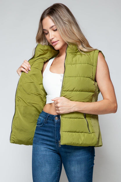 Zip Up Turtleneck Vest with Pockets