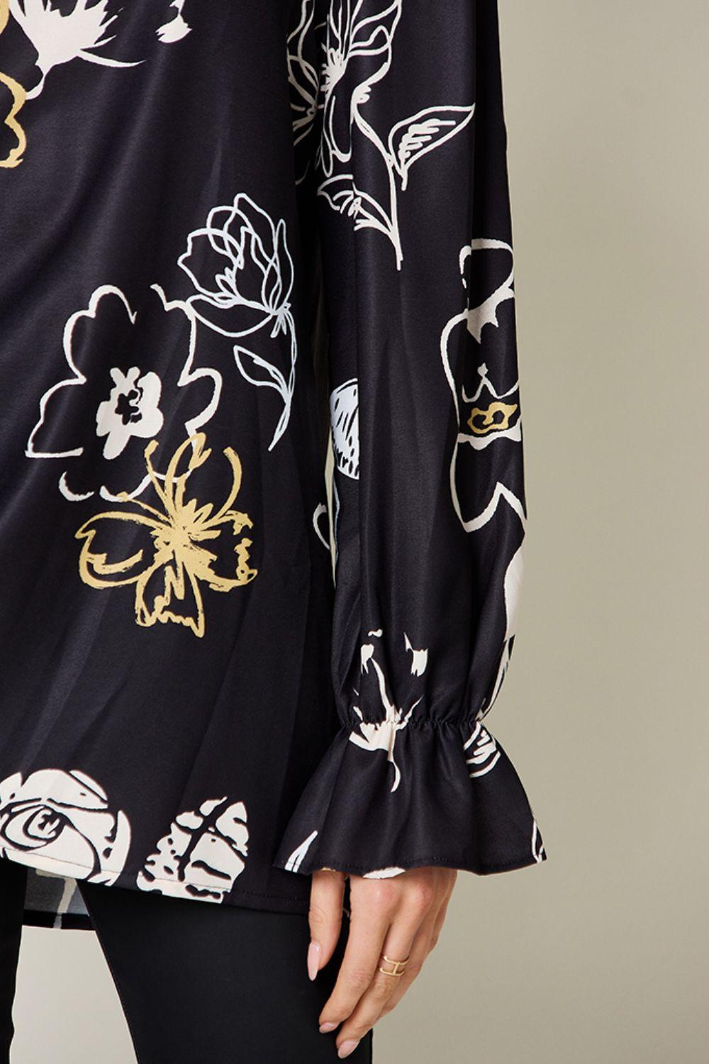 Printed Flounce Sleeve Blouse