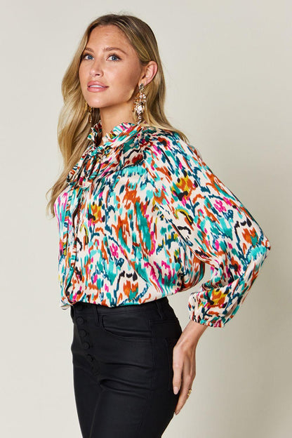 Printed Button Up Long Sleeve Shirt