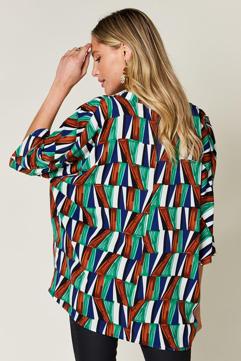 Geometric Notched Dolman Sleeve Top