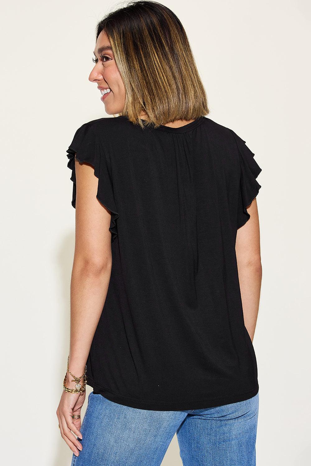 Bamboo Round Neck Exposed Seam Tops