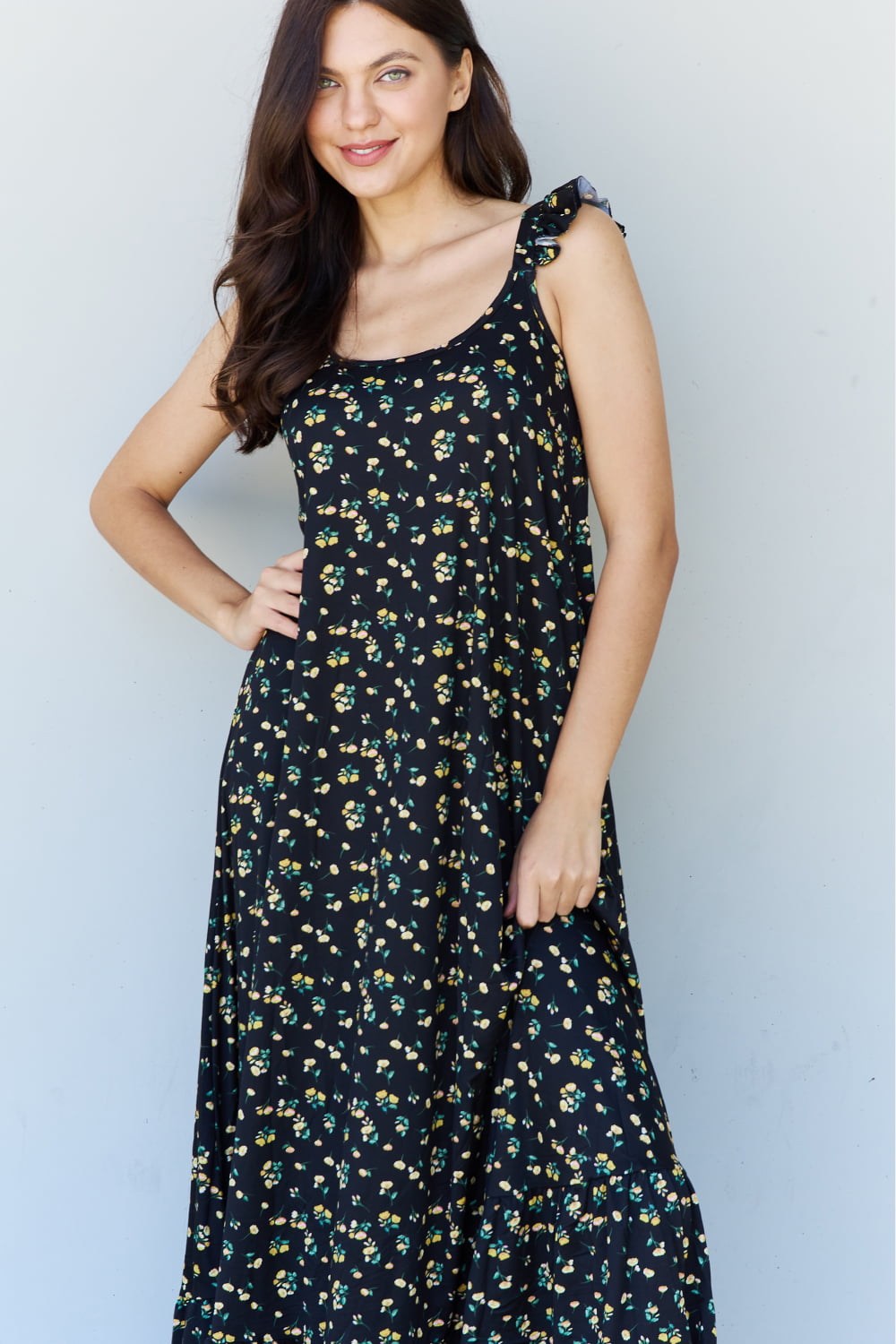 Garden Ruffle Floral Maxi Dress