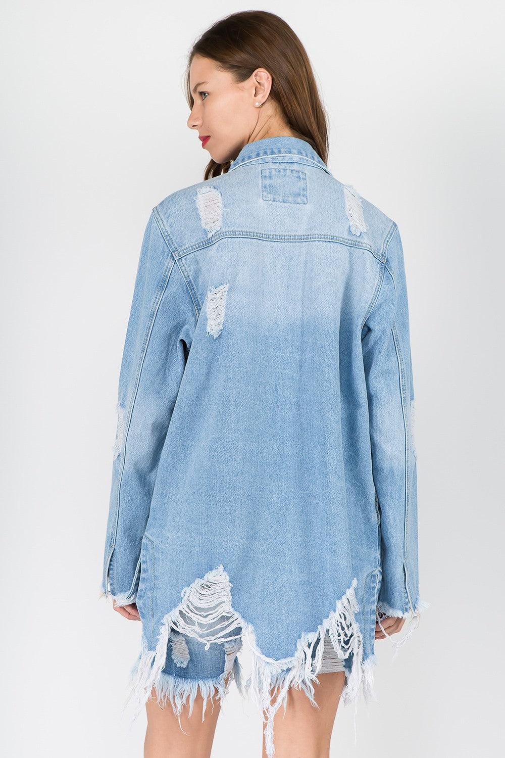 Distressed Frayed Hem Denim Jackets