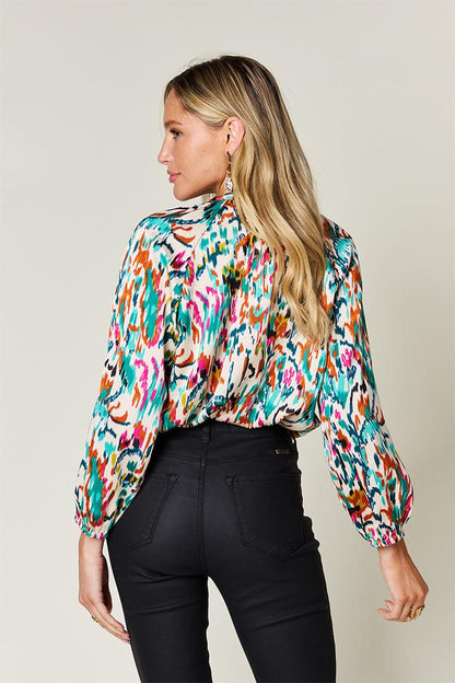 Printed Button Up Long Sleeve Shirt