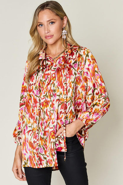 Printed Button Up Long Sleeve Shirt