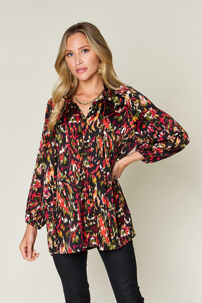 Printed Button Up Long Sleeve Shirt