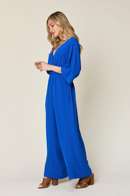 Surplice Wide Leg Jumpsuit with Pockets