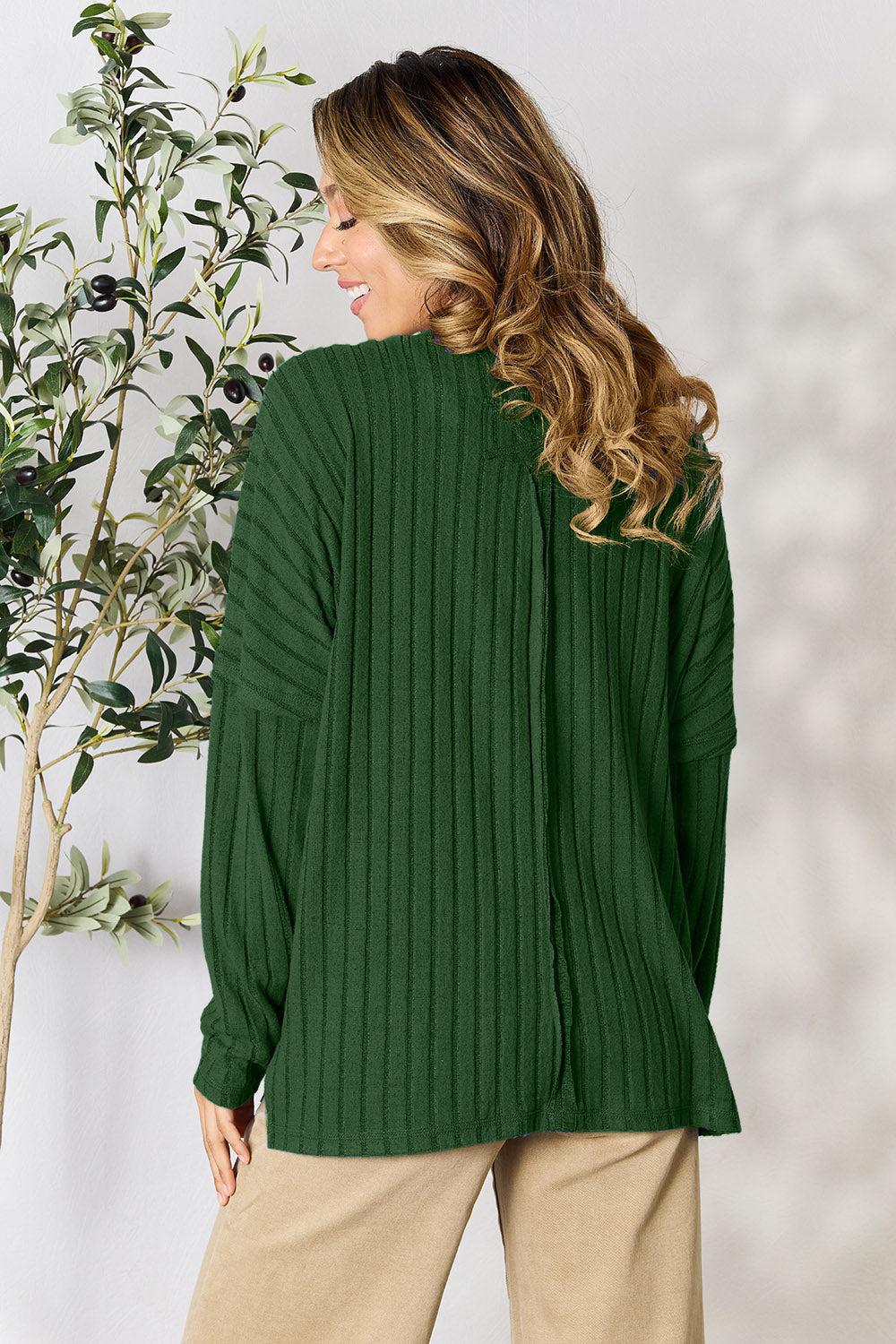 Cozy ribbed round neck knit top