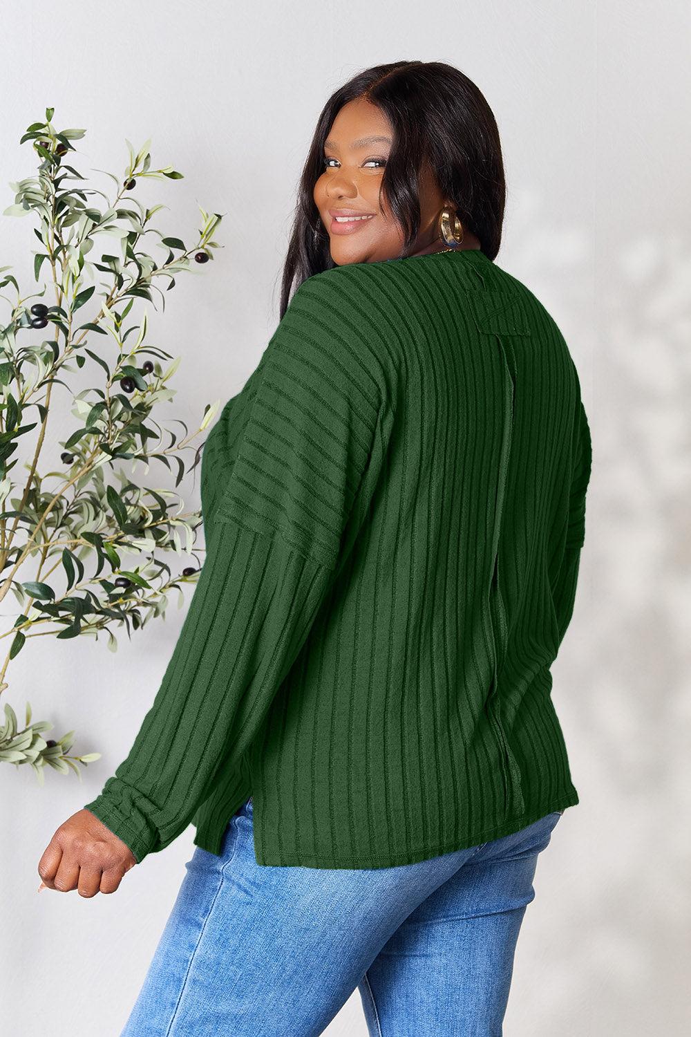 Cozy ribbed round neck knit top