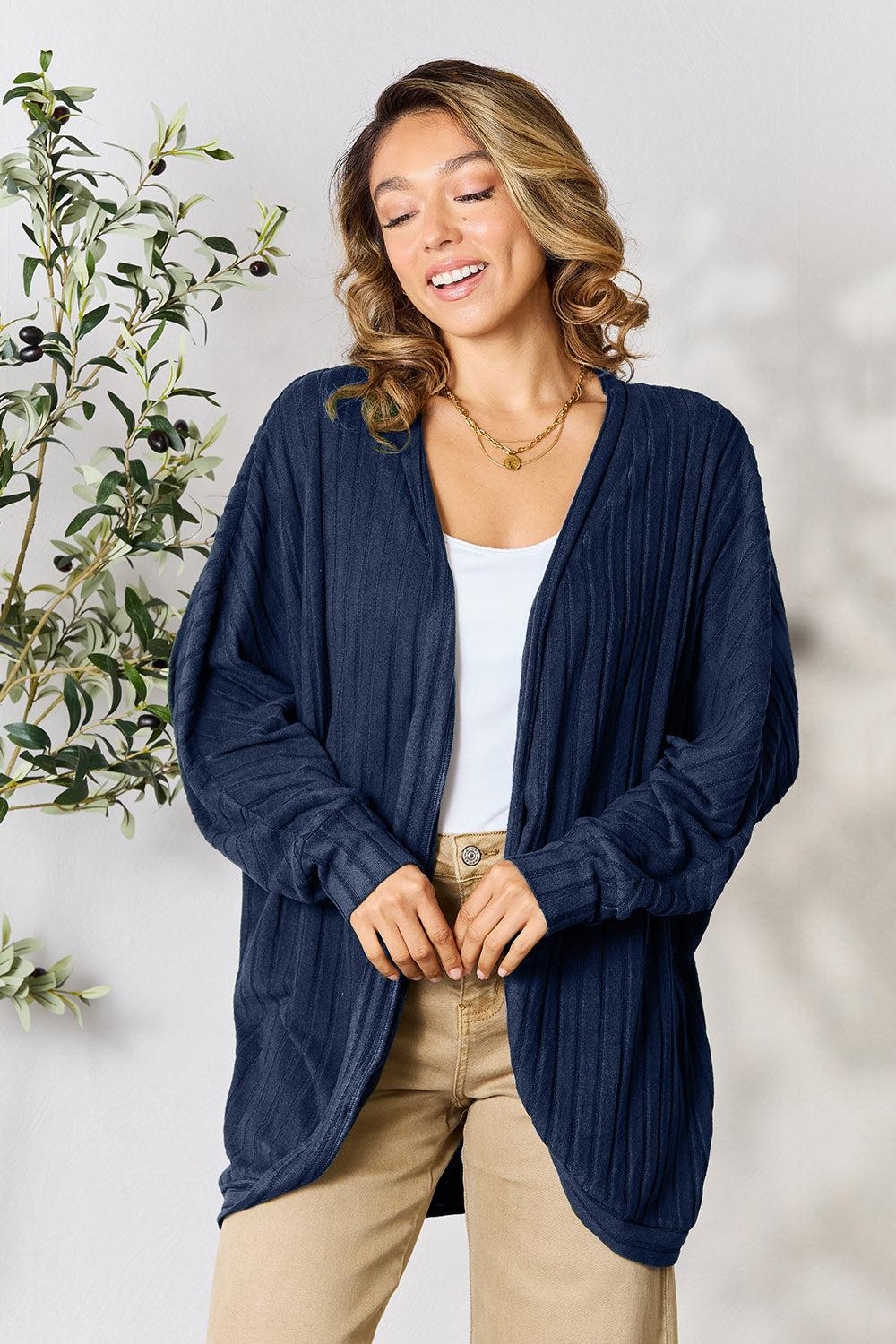 Long Sleeve Ribbed Cocoon Cardigan