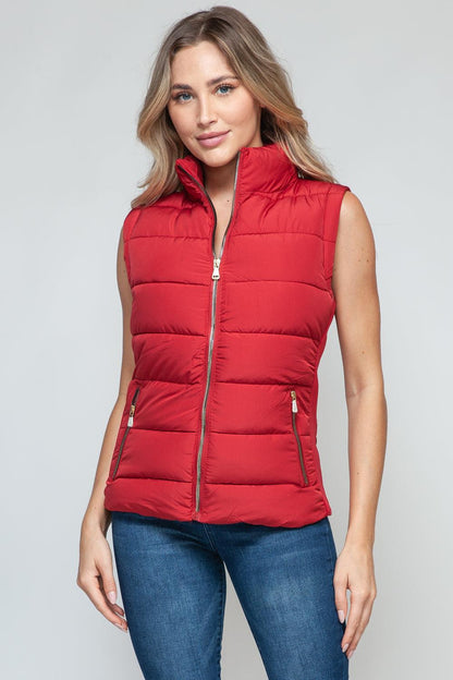 Zip Up Turtleneck Vest with Pockets