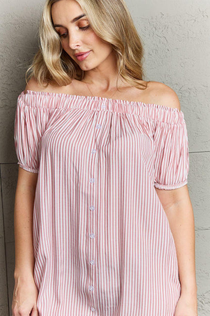 Off The Shoulder Short  Sleeve Casual A Line Tshirt Dress with Pockets