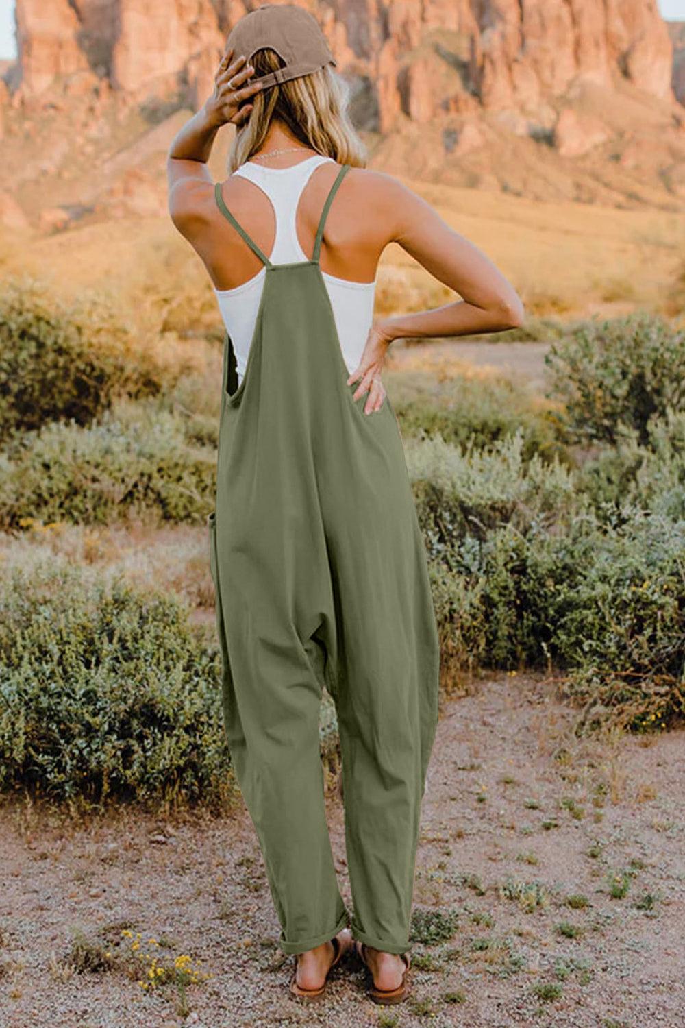 V-Neck Sleeveless Jumpsuit with Pockets