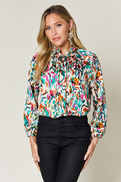 Printed Button Up Long Sleeve Shirt