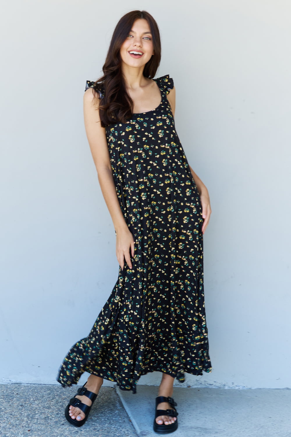 Garden Ruffle Floral Maxi Dress