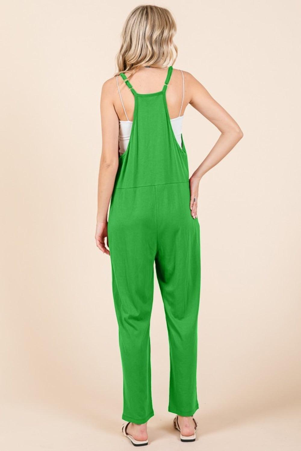 Sleeveless Jumpsuit with Pockets In Fresh Green