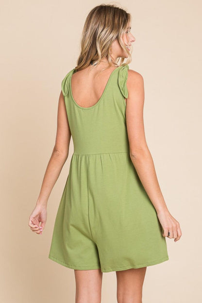 Shoulder Knot Baggy Romper with Pockets