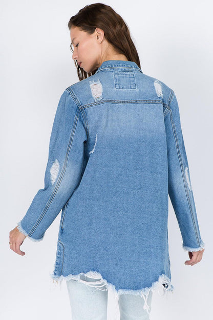 Distressed frayed hem Denim Jackets