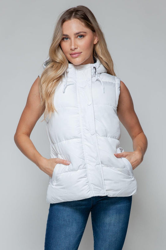 Snap and Zip Closure Hooded Vest