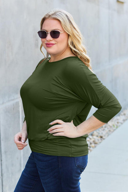 Round Neck Batwing Sleeve Top