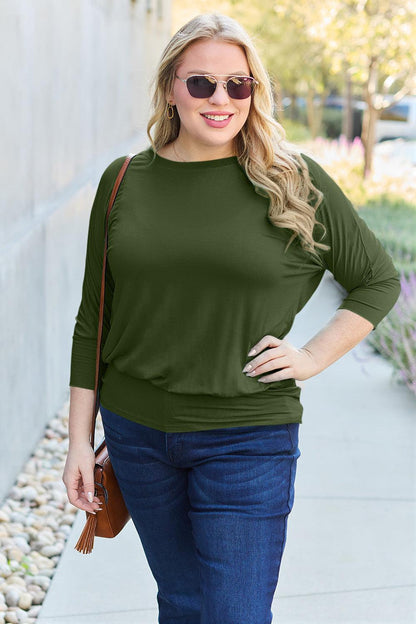 Round Neck Batwing Sleeve Top