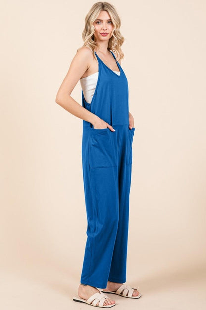 Sleeveless Jumpsuit with Pockets In Azula Blue