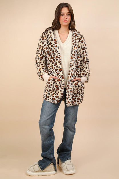 Leopard Long Sleeve Hooded Jacket