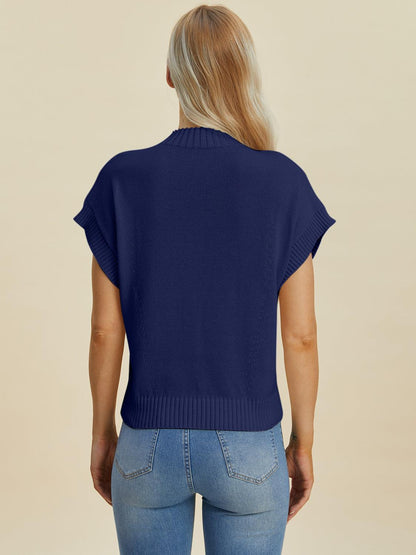 Mock Neck Short Sleeve Sweater